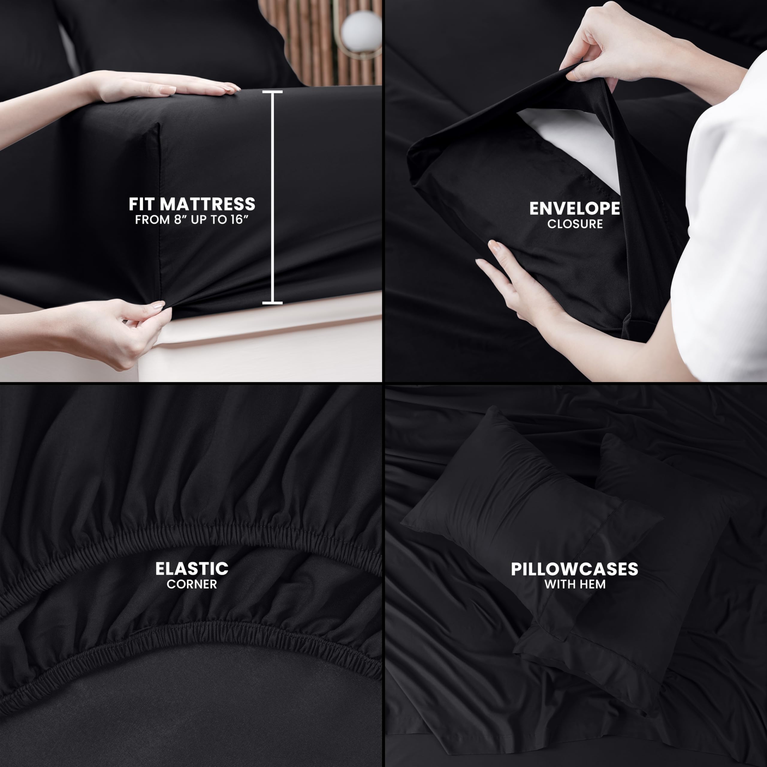 Utopia Bedding all-around elastic edge keeps the fitted sheet snug on the mattress.