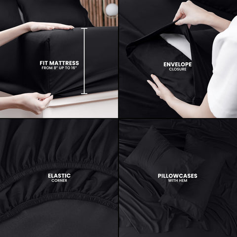Utopia Bedding all-around elastic edge keeps the fitted sheet snug on the mattress.