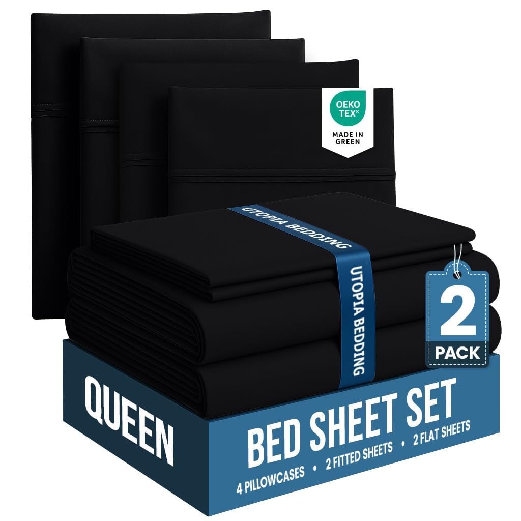 Utopia Bedding queen flat sheet 90 by 102 inches offers cool, breathable comfort.