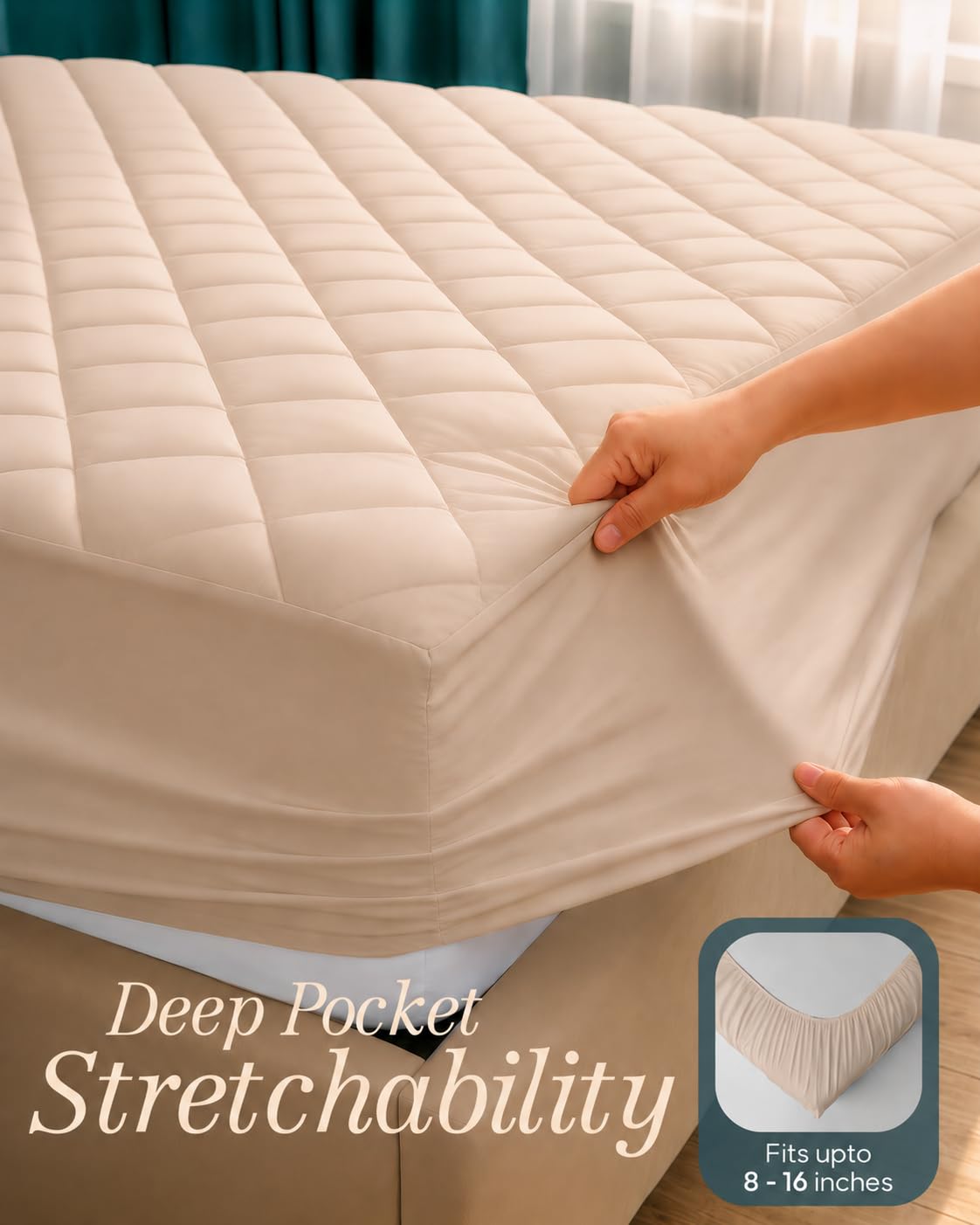 Utopia Bedding mattress pad with elastic edges securing the full-size fit