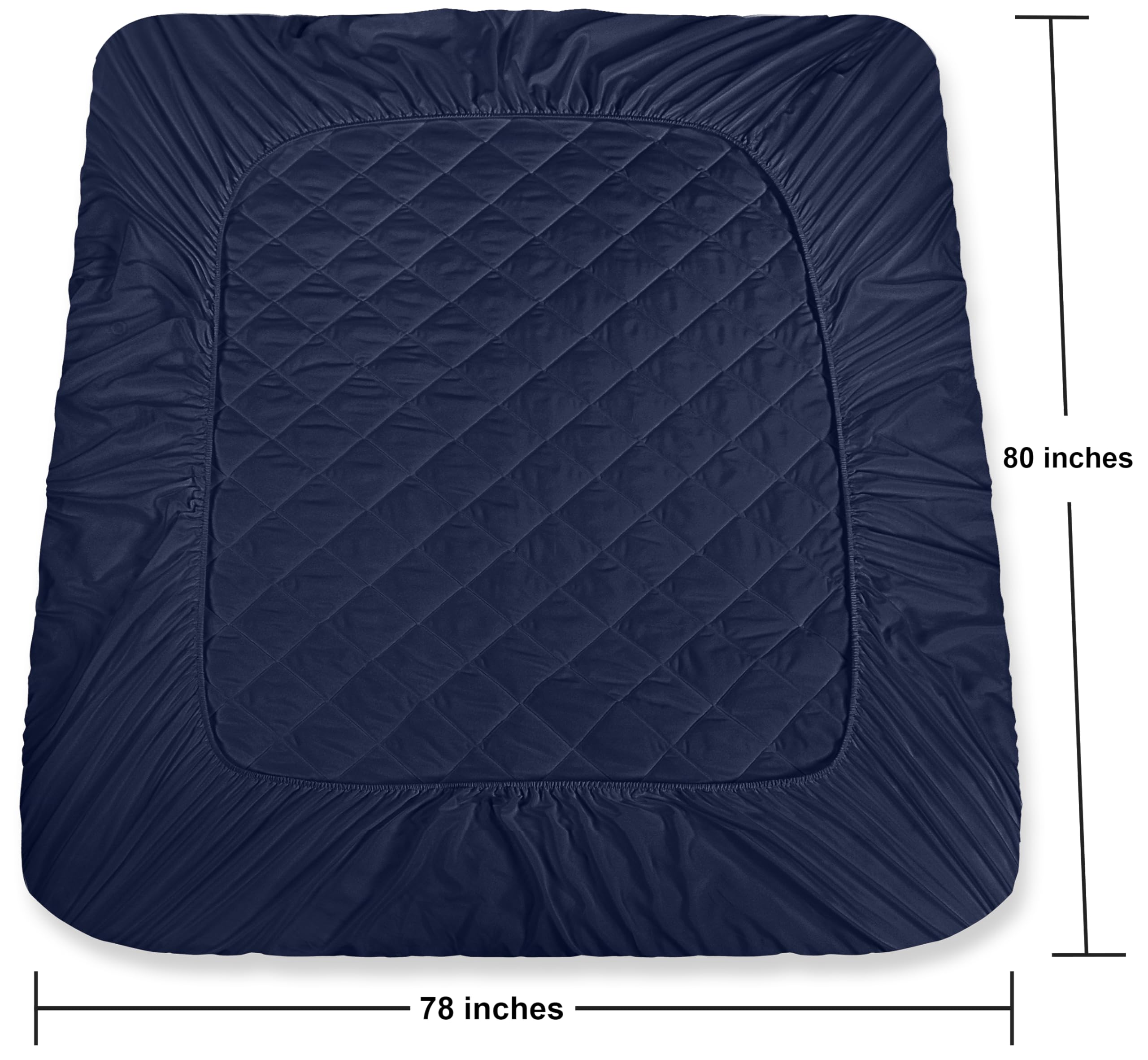 Elastic all-around edges keep the pad securely in place