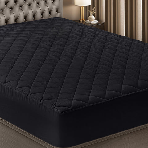 Utopia Bedding quilted fitted mattress pad, queen top view, shows snug 60x80 fit