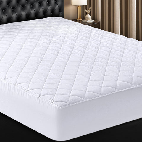 Utopia Bedding quilted fitted mattress pad, top view with soft loft for comfort