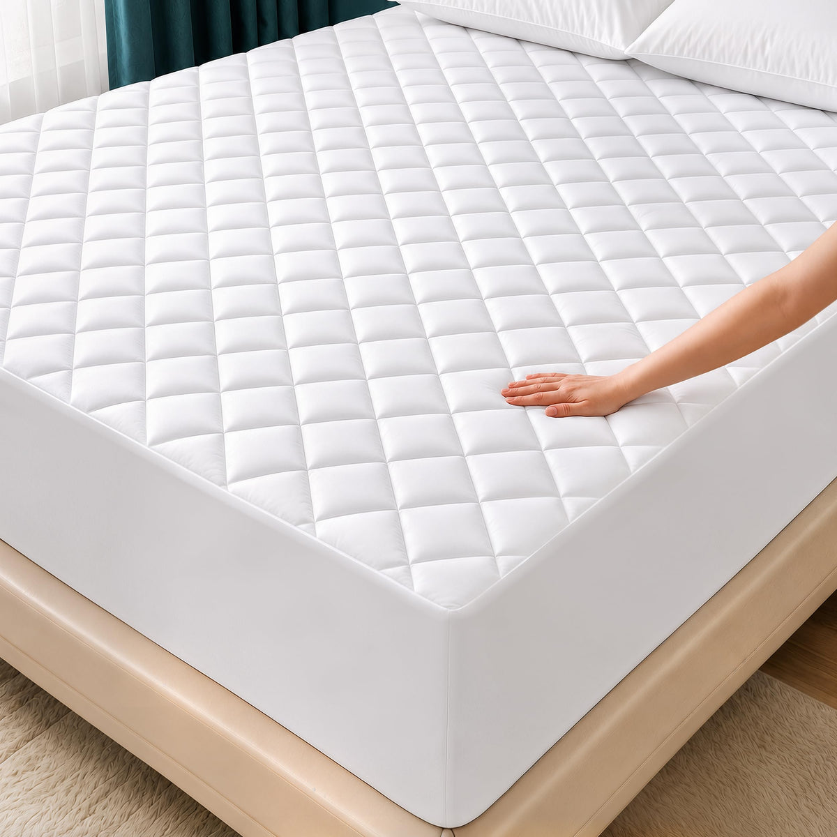 Utopia Bedding quilted fitted mattress pad with 16-inch pocket for secure fit.