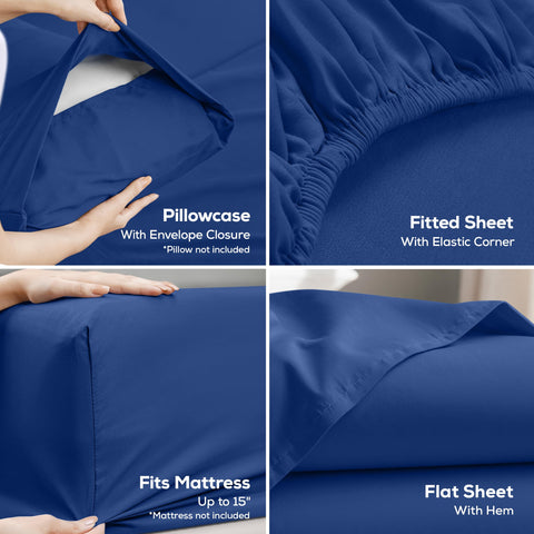 Utopia Bedding royal blue pillowcases, soft microfiber for easy care.