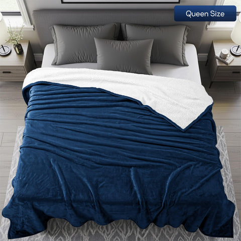 Utopia Bedding Sherpa Blanket back view shows soft Sherpa backing