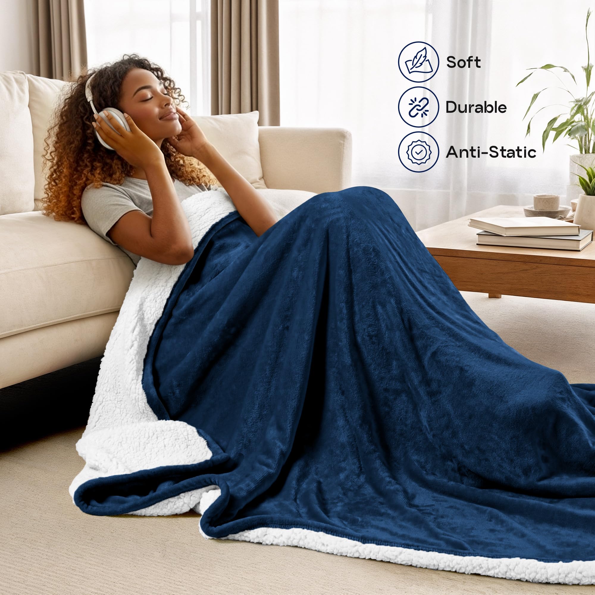 Utopia Bedding Sherpa Blanket on bed provides cozy warmth without bulk