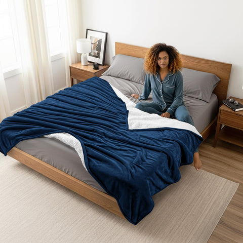 Utopia Bedding Sherpa Blanket during camping stays warm and snuggly