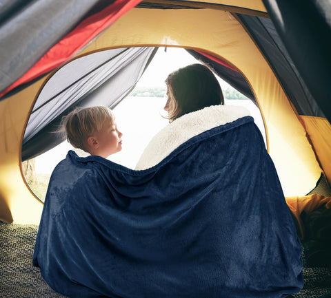 Utopia Bedding Sherpa Blanket navy shade coordinates with decor