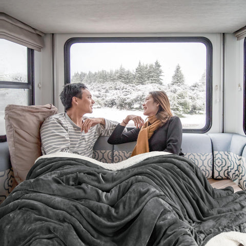 Utopia Bedding Sherpa blanket folded for compact storage and travel