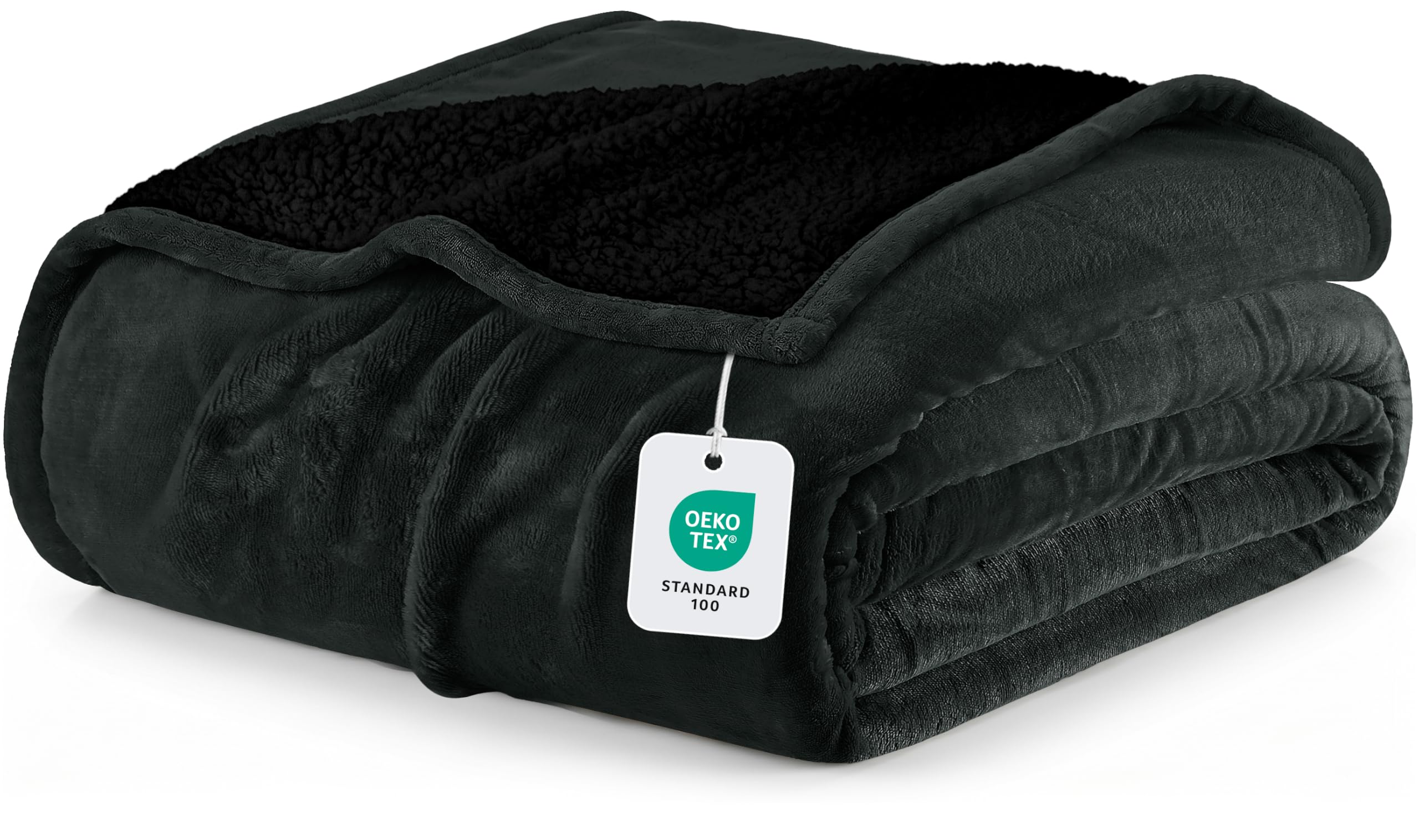 Utopia Bedding Sherpa blanket draped on bed for luxurious warmth