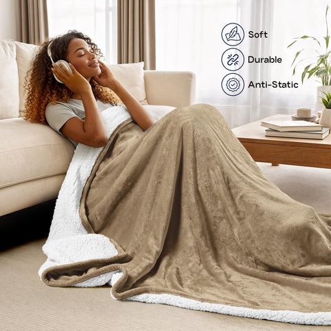 Front sherpa fleece texture on Utopia Bedding blanket showing luxuriously soft surface.