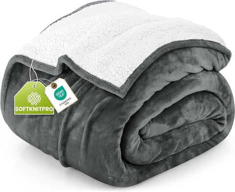 Utopia Bedding Sherpa blanket front view shows plush warmth for cozy nights