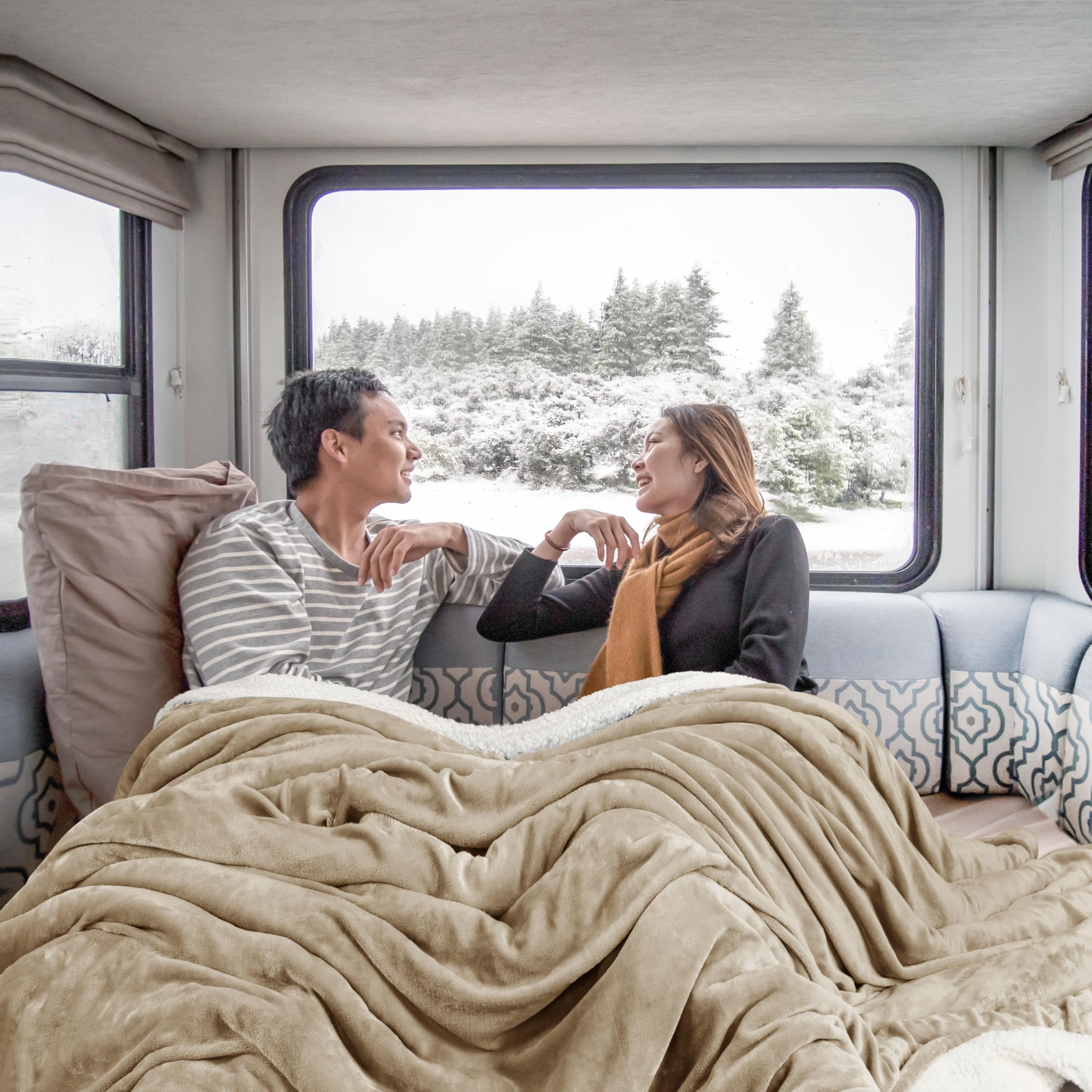 Back plush sherpa side visible in a reversible warmth setup.