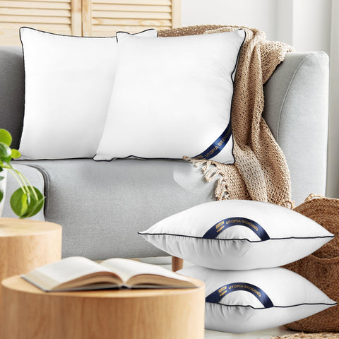 22x22 inch pillow inserts fit standard covers with structured shape.
