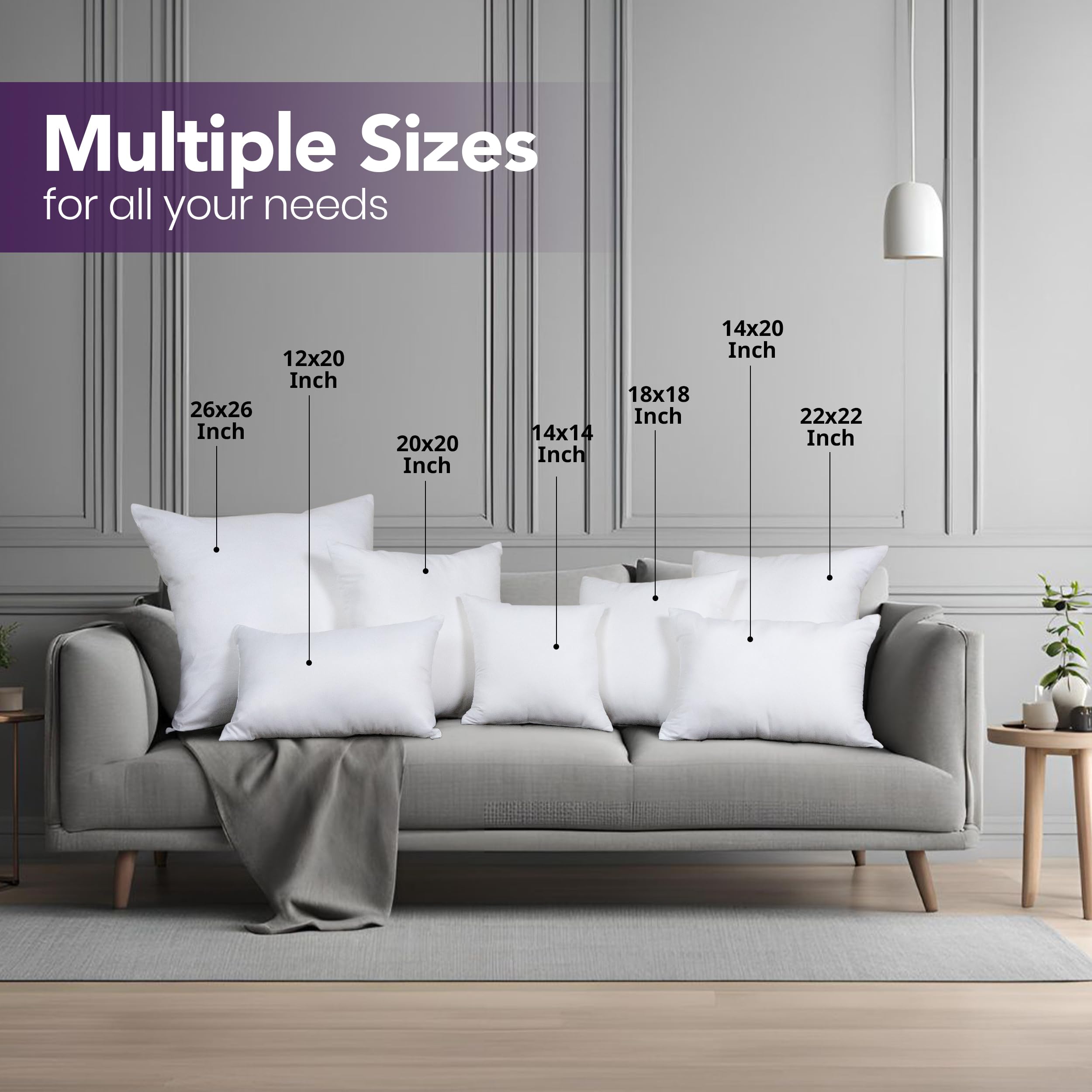 Utopia Bedding soft brushed fabric 20x20 pillow insert offers cozy support.