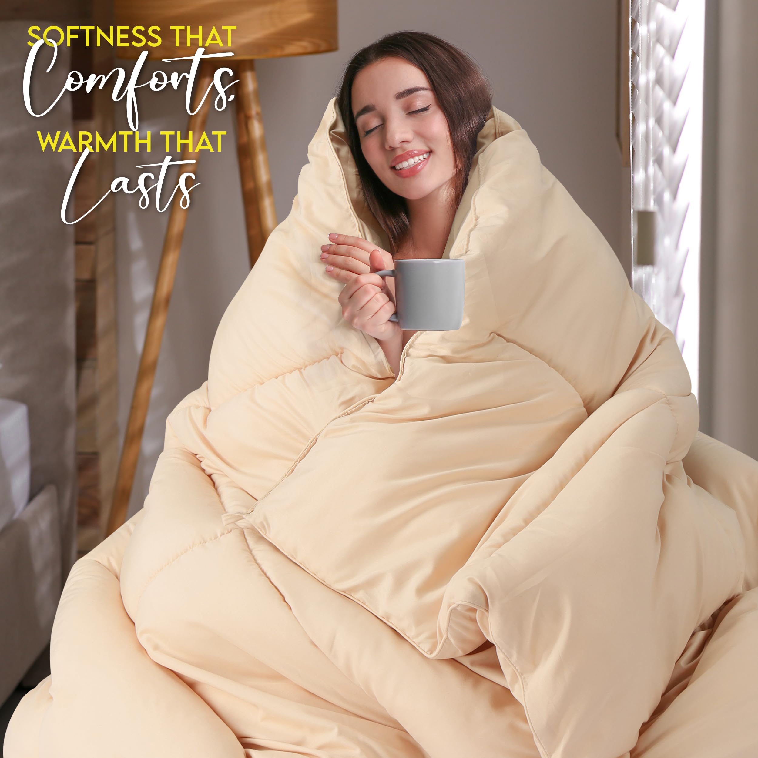Utopia Bedding Soft Down-Alternative Fill offers lightweight fluff for year-round coziness.