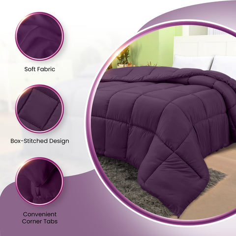 Utopia Bedding machine washable plum comforter ready for simple care and quick cleanups.