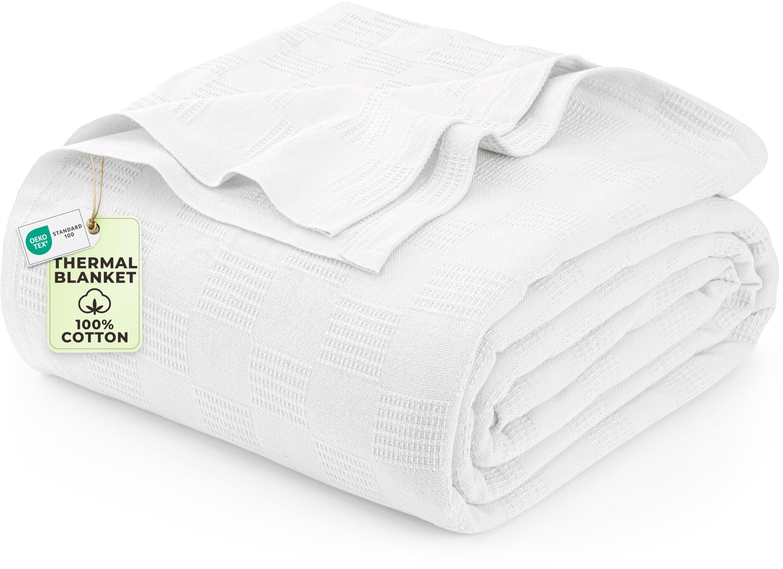 Utopia Bedding thermal blanket close-up of cotton weave for breathable comfort.