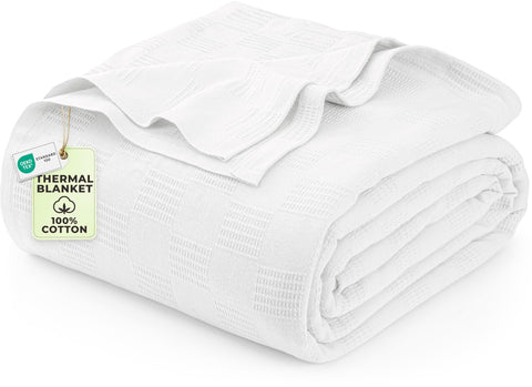 Utopia Bedding thermal blanket close-up of cotton weave for breathable comfort.