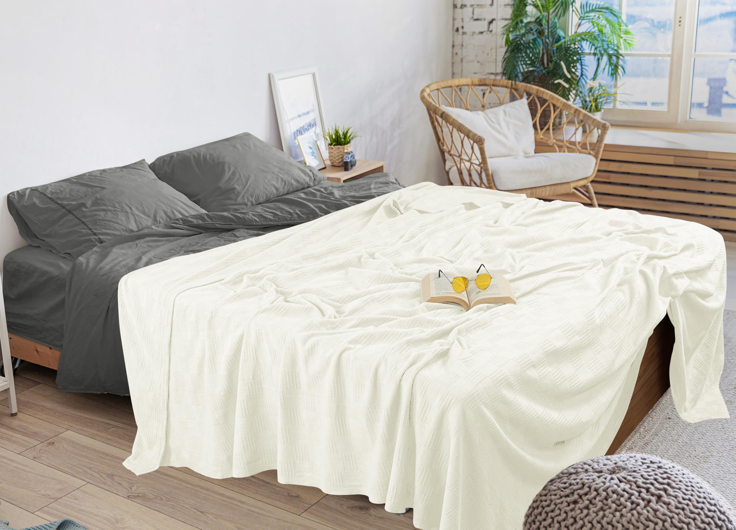 Utopia Bedding folded ivory blanket ready for storage or gifting