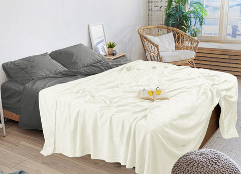 Utopia Bedding folded ivory blanket ready for storage or gifting
