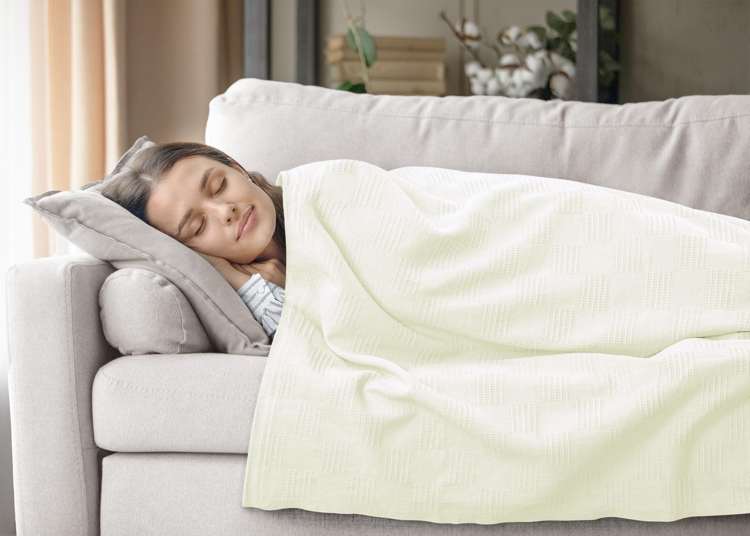 Utopia Bedding ivory thermal blanket packaged as a gift-ready option