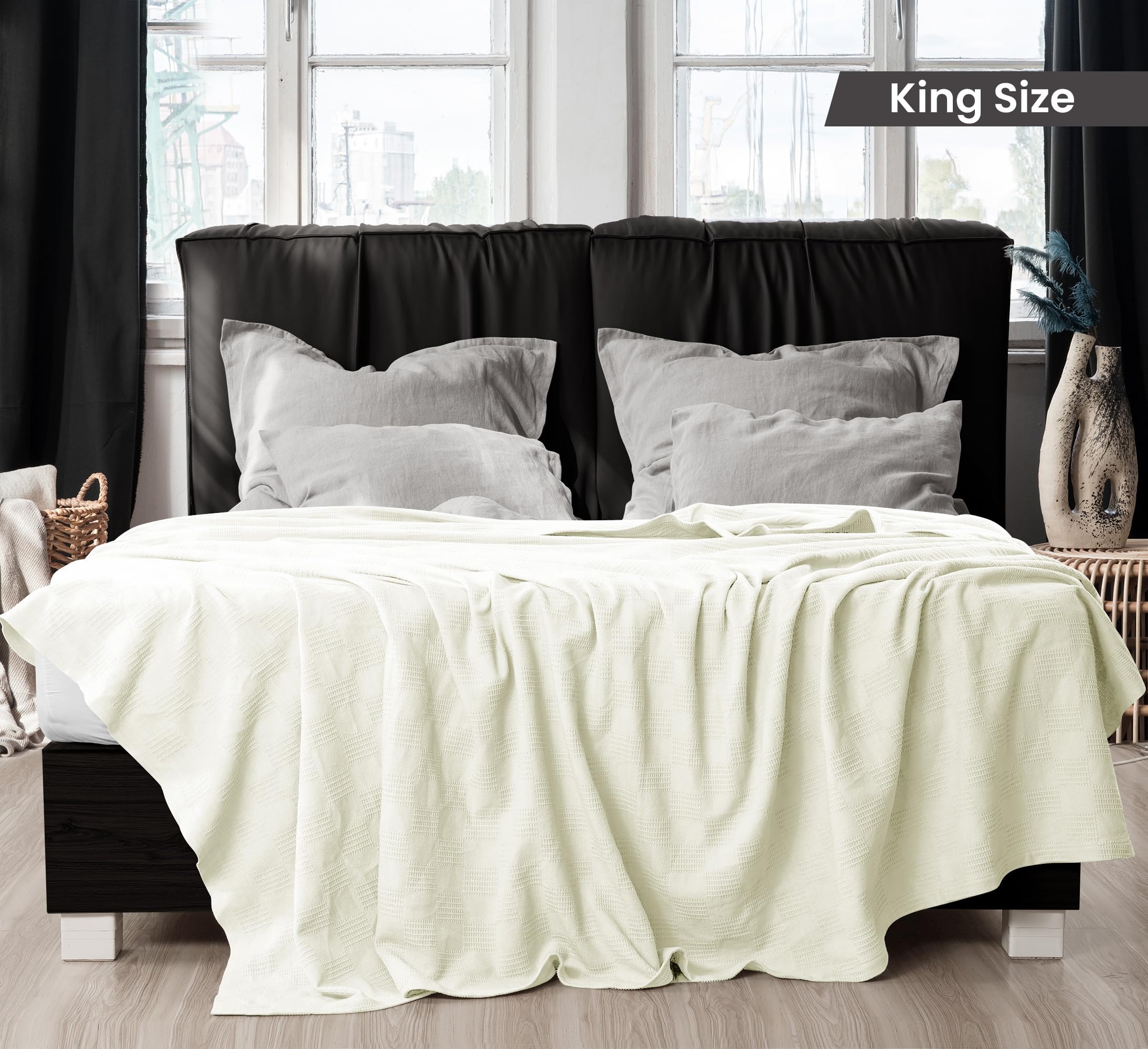 Utopia Bedding ivory thermal blanket in solid color for versatile bedroom décor