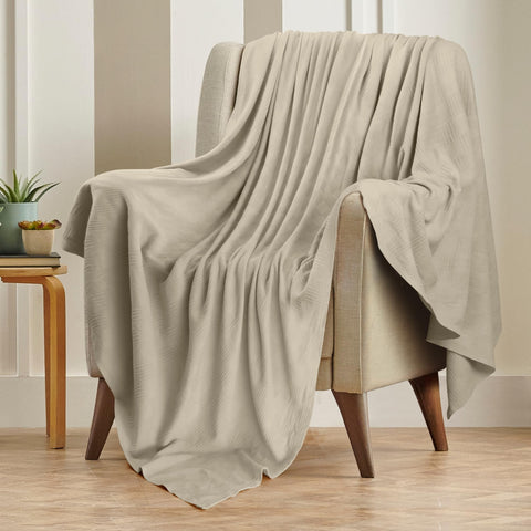Utopia Bedding khaki thermal blanket on bed complements seasonal decor