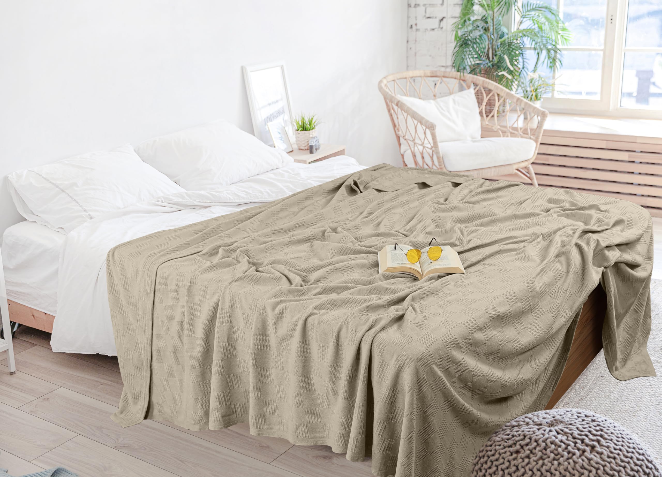 Utopia Bedding khaki color blanket complements bedroom decor