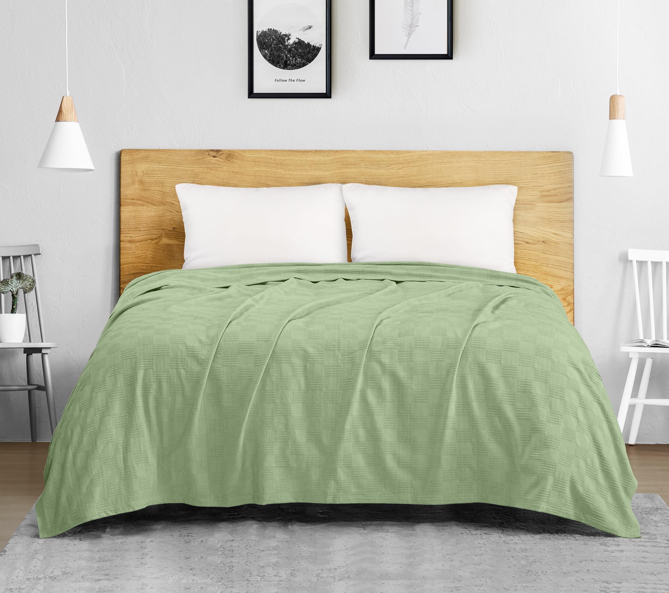 Utopia Bedding sage green blanket on couch adds style and comfort