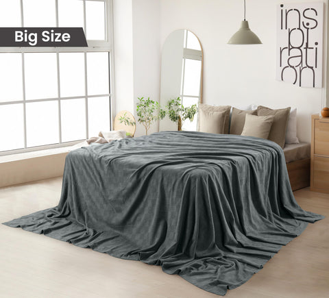 Utopia Bedding smoke gray 120x120 blanket on sofa highlights oversized coverage