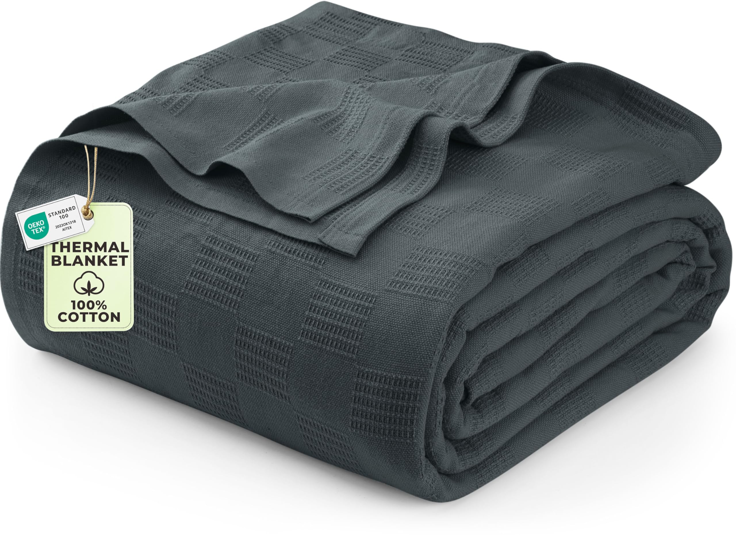 Utopia Bedding thermal blanket smoke gray draped on couch for cozy evenings.