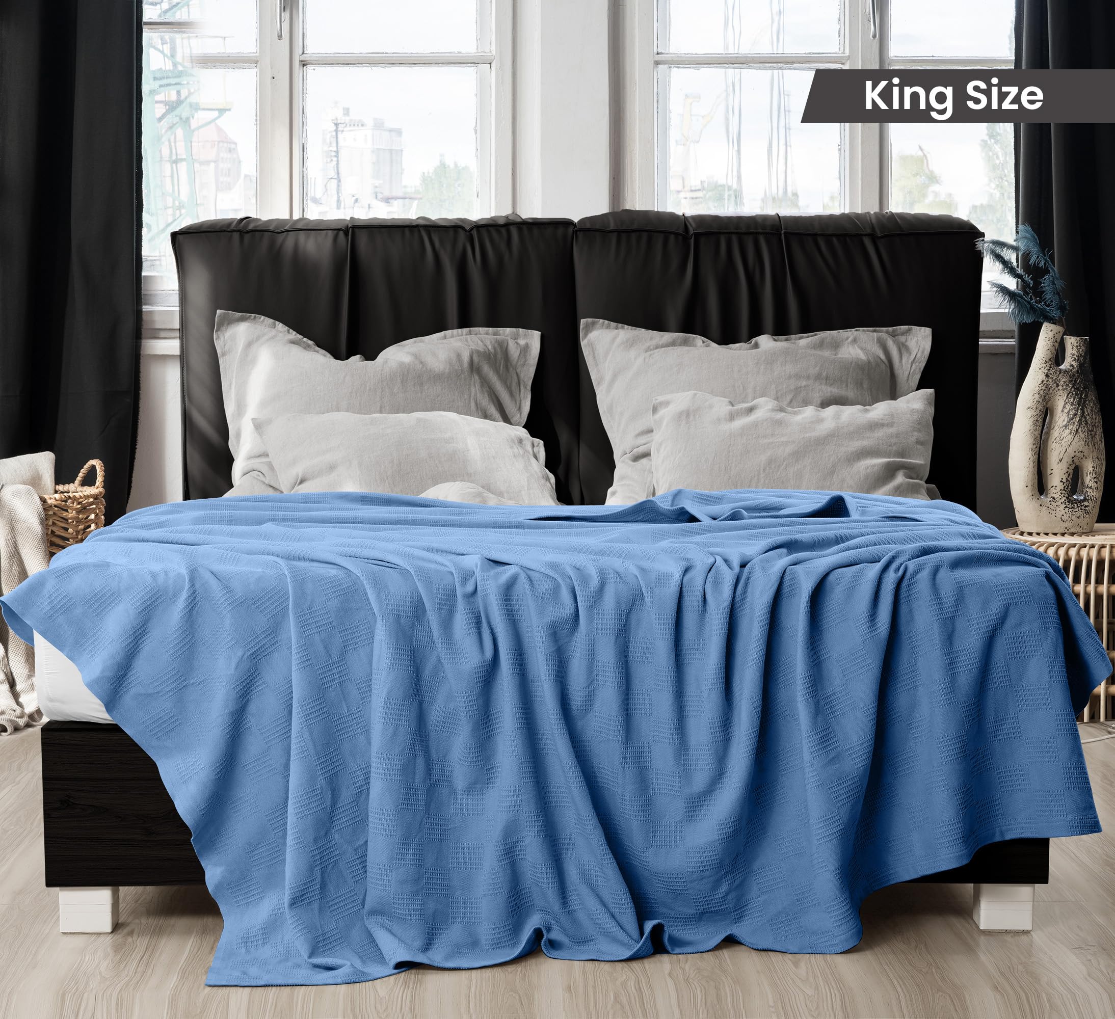 Utopia Bedding wedgewood thermal blanket folded close-up reveals soft cotton fibers