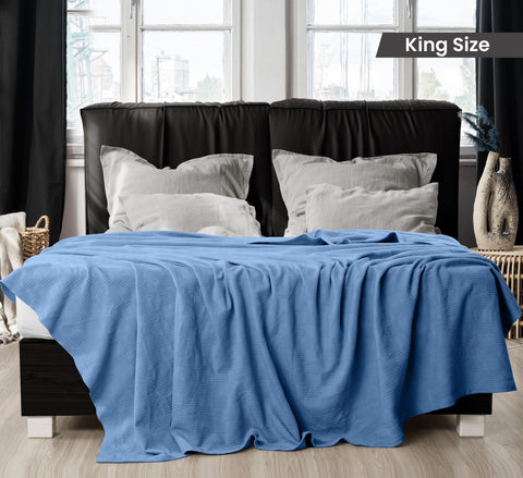 Utopia Bedding wedgewood thermal blanket folded close-up reveals soft cotton fibers