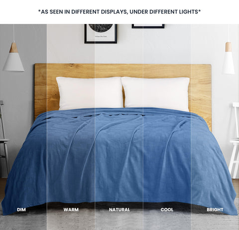Utopia Bedding wedgewood thermal blanket close-up reveals soft cotton fibers