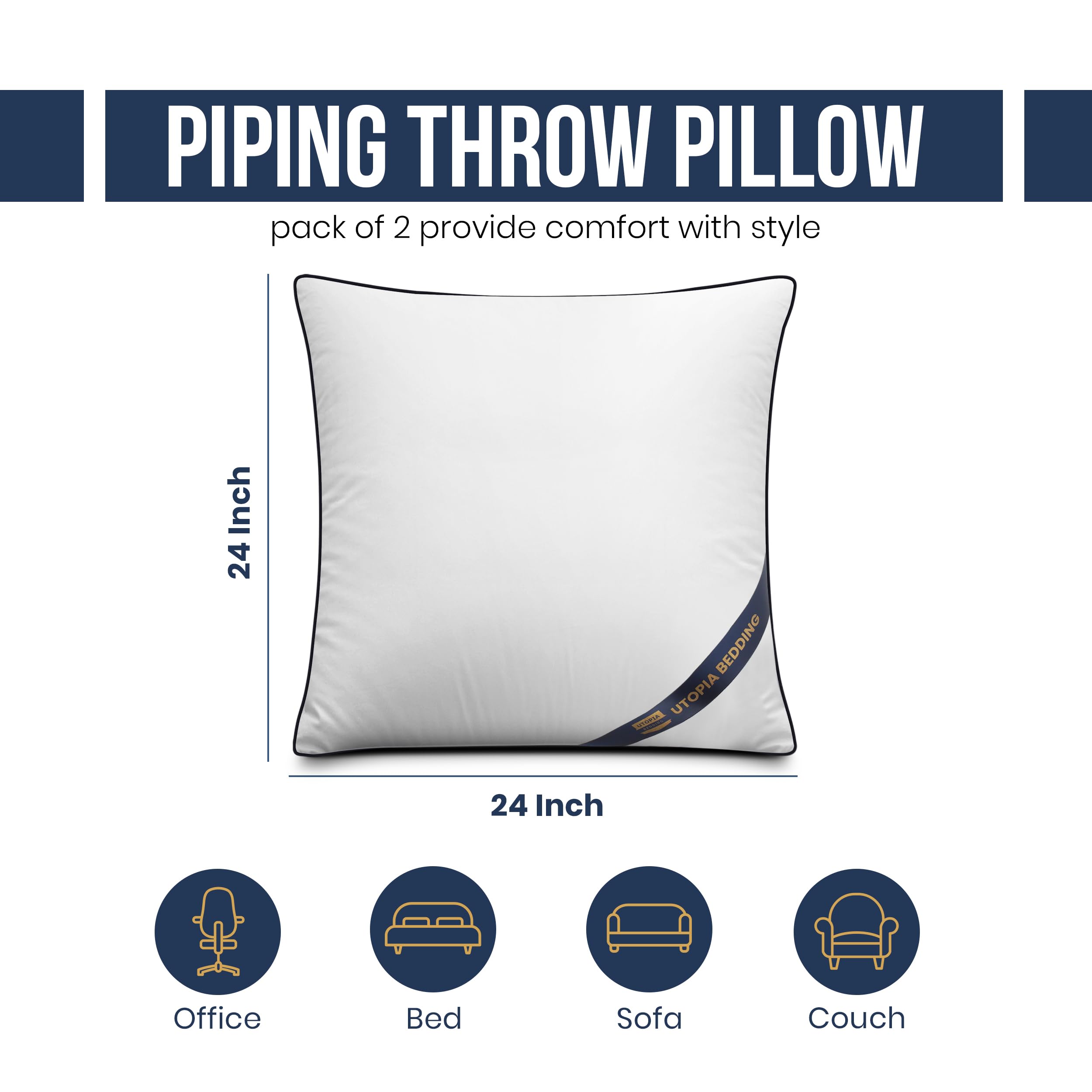 Utopia Bedding inserts with navy piping detail for durable finish