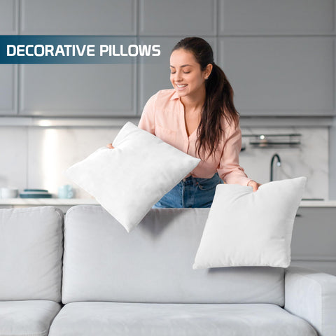 Utopia Bedding throw pillow insert used behind the back, enhances desk or couch comfort.
