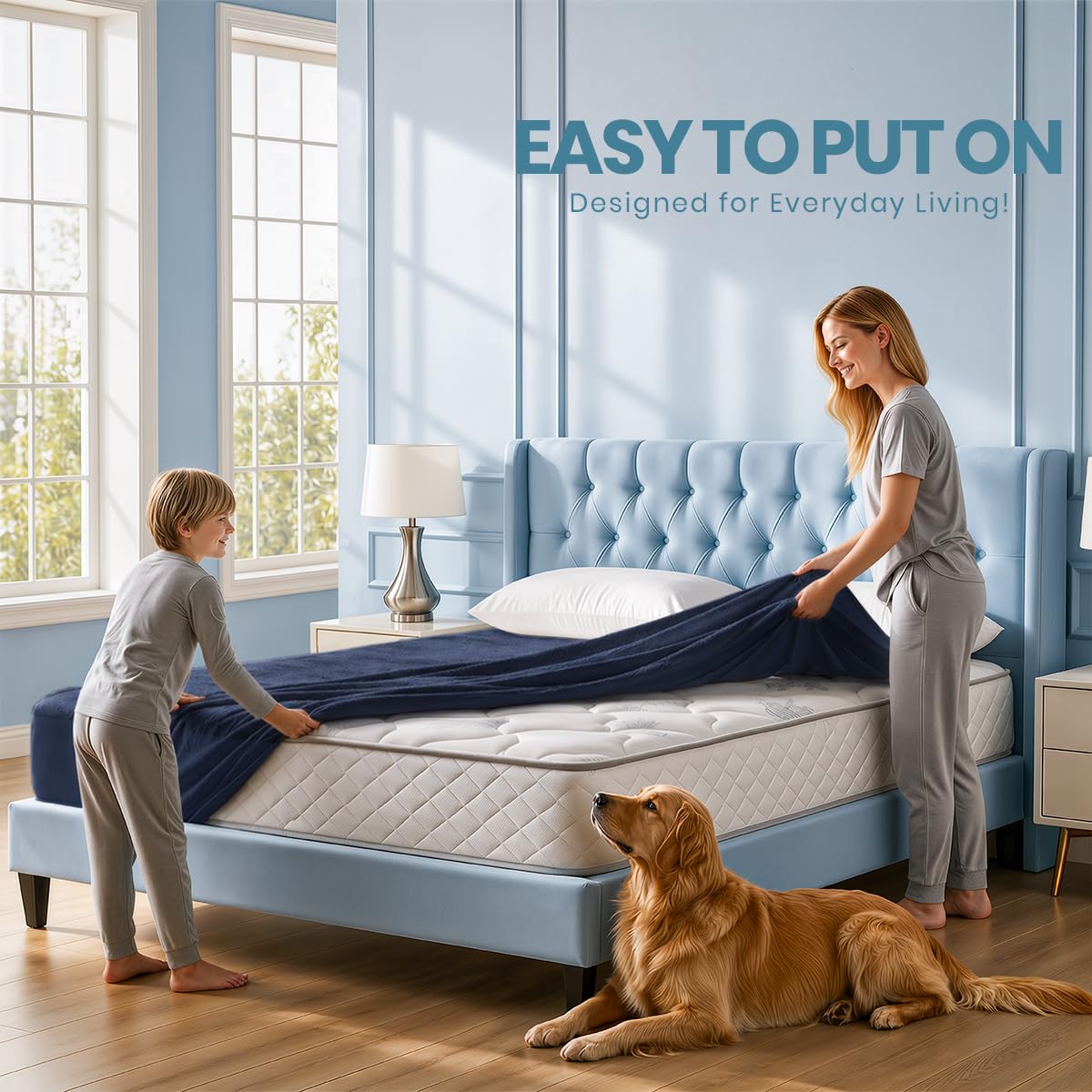 Utopia Bedding TPU backing illustration highlights waterproof barrier that protects the bed underneath.
