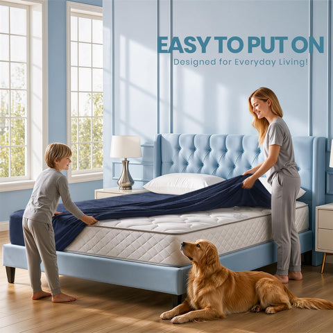 Utopia Bedding TPU backing illustration highlights waterproof barrier that protects the bed underneath.