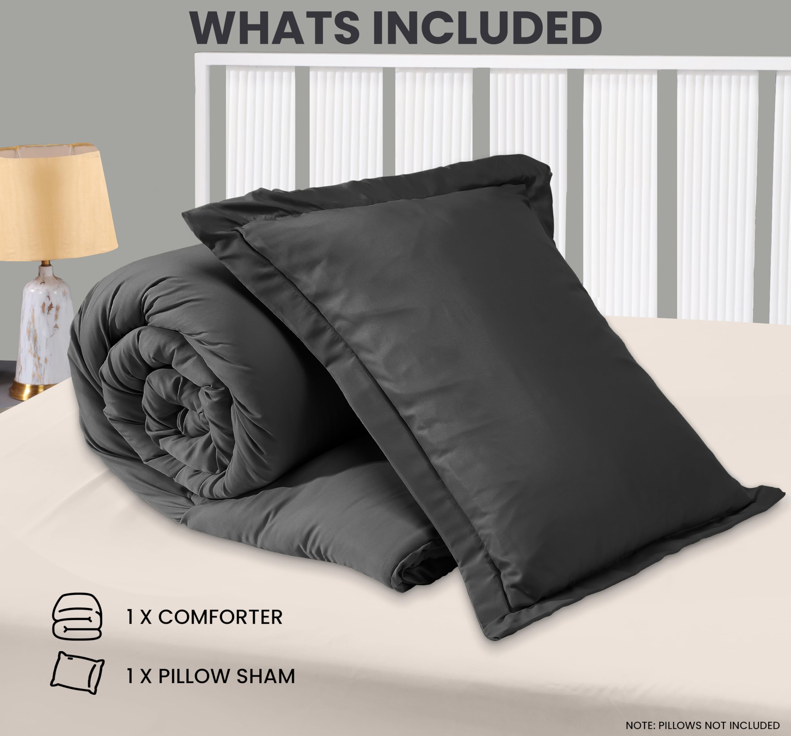 Utopia Bedding Twin Comforter Grey folded for compact storage and quick setup.