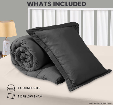 Utopia Bedding Twin Comforter Grey folded for compact storage and quick setup.