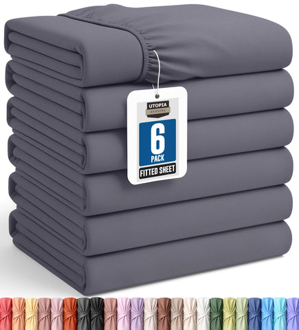 Utopia Bedding twin fitted sheet 6-pack for easy replacements with soft microfiber comfort.