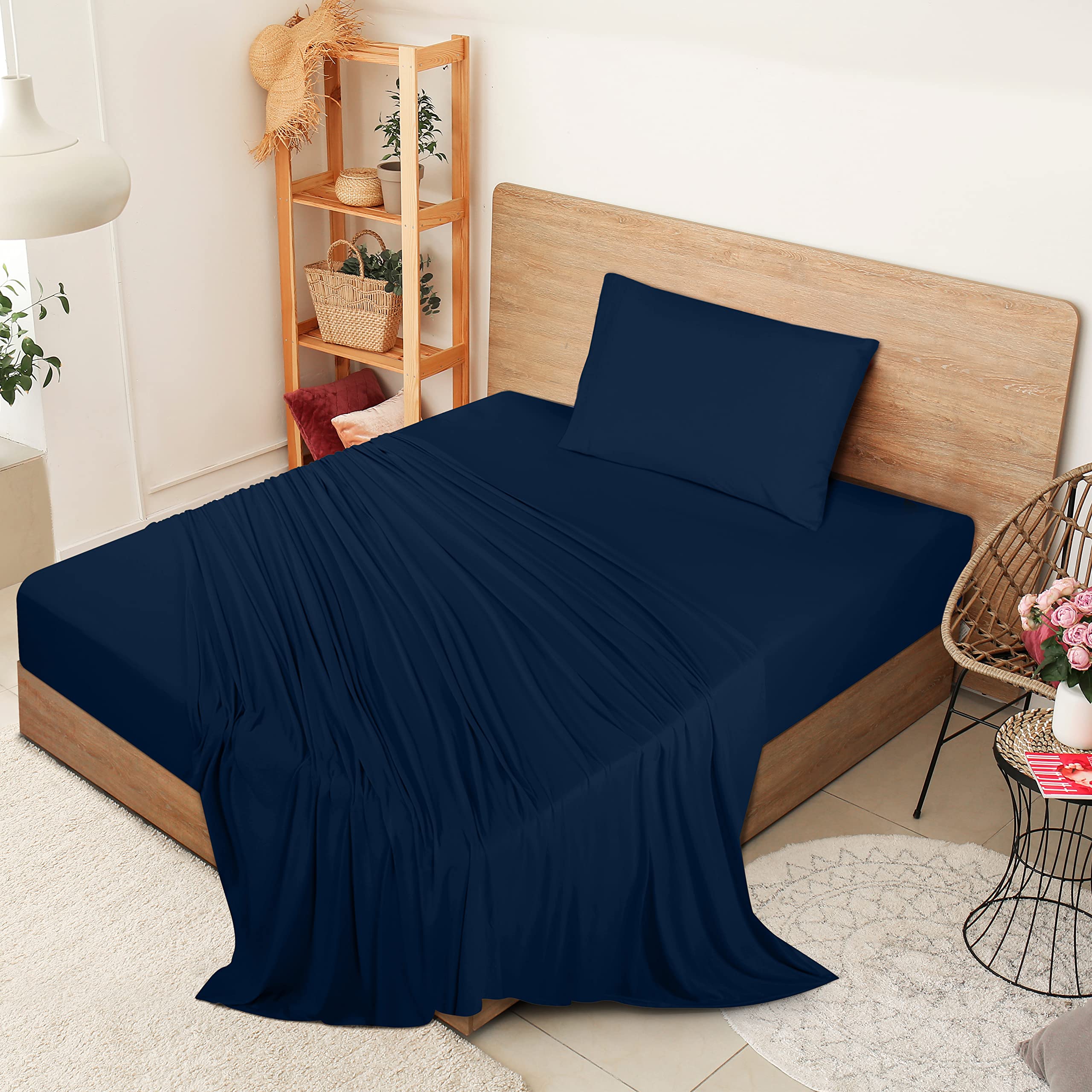 Utopia Bedding twin jersey knit flat sheet measuring 66 by 96 inches for full coverage