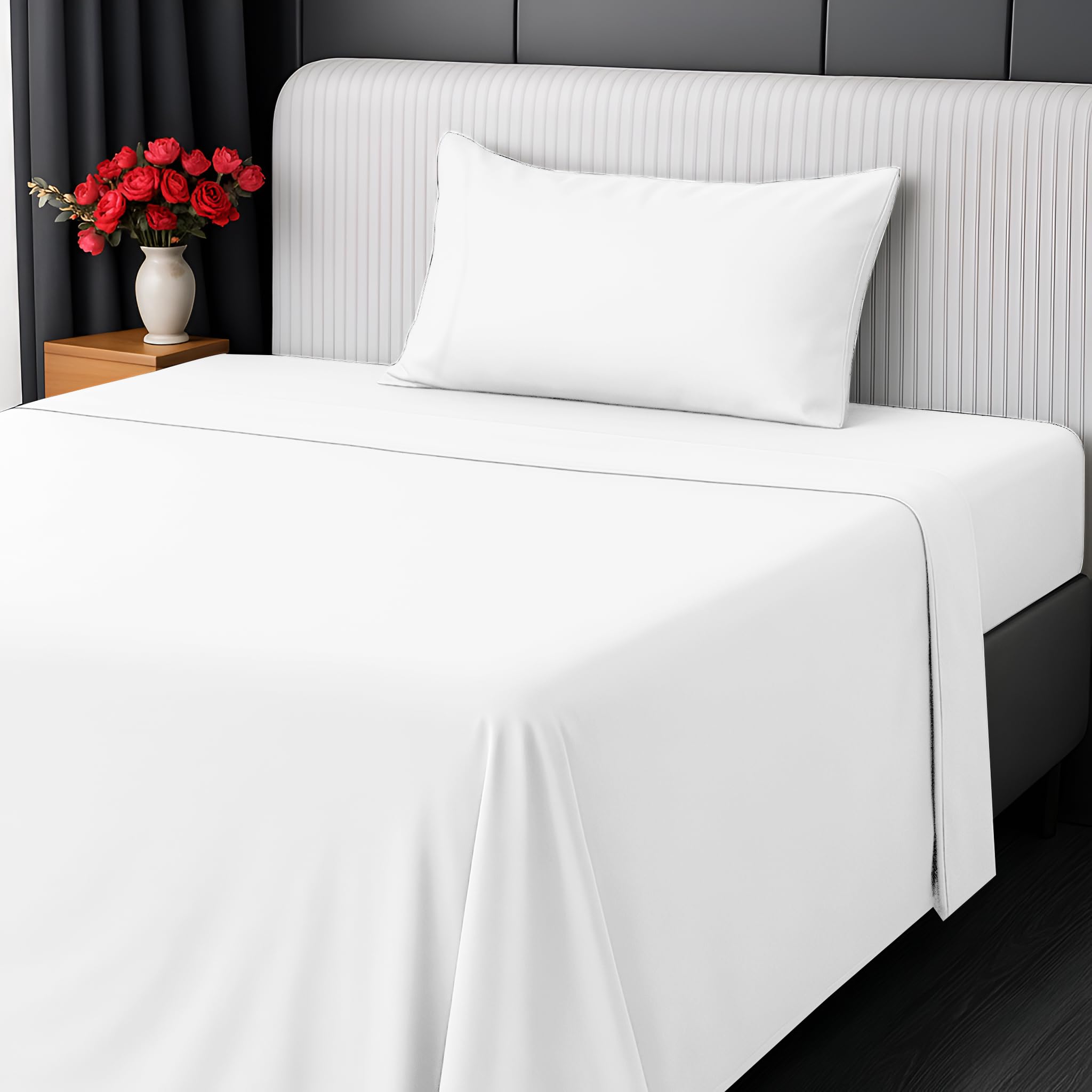 Utopia Bedding twin jersey-knit sheet set fitted pocket close-up showing snug, comfortable fit.