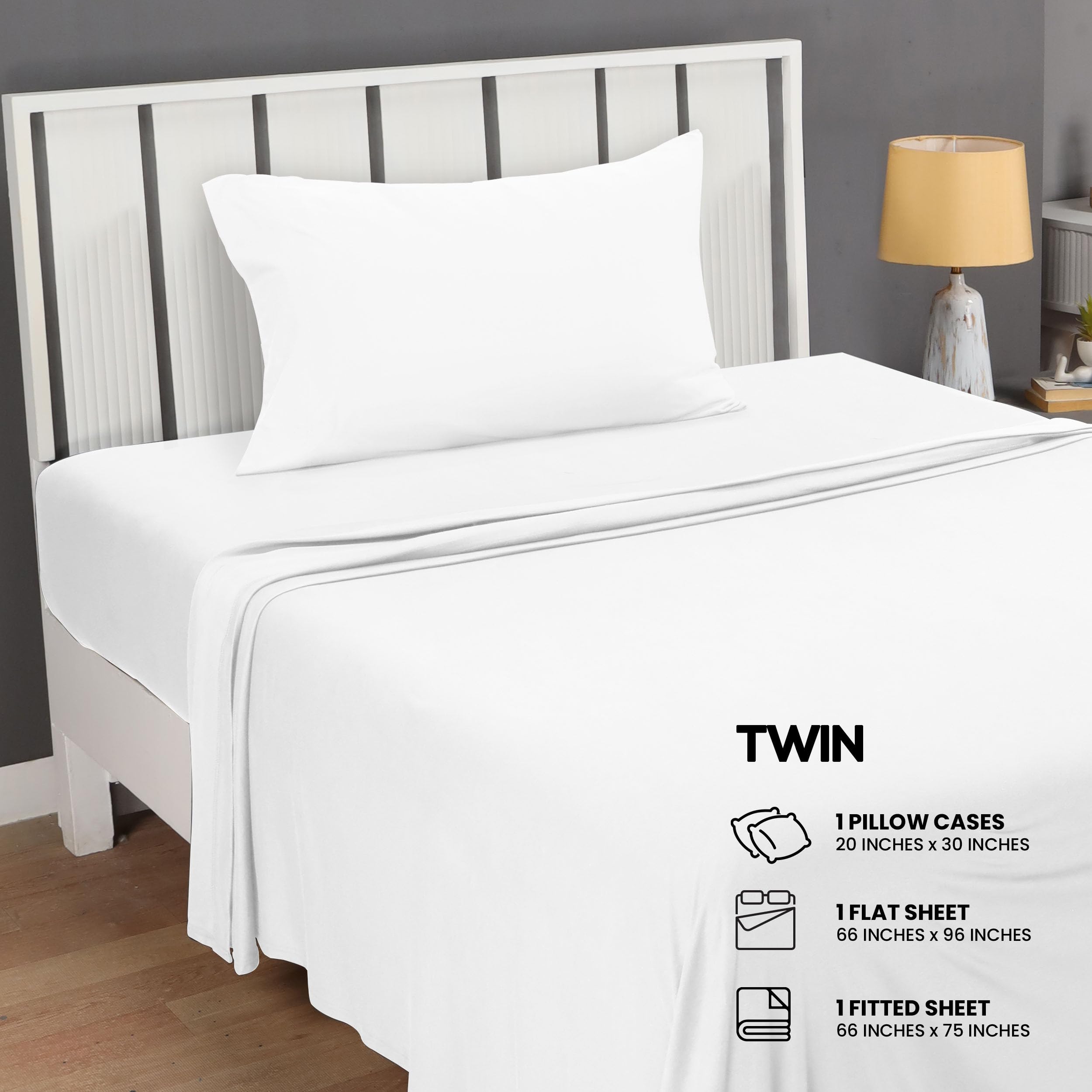 Utopia Bedding twin jersey-knit flat sheet laid flat for all-season comfort.
