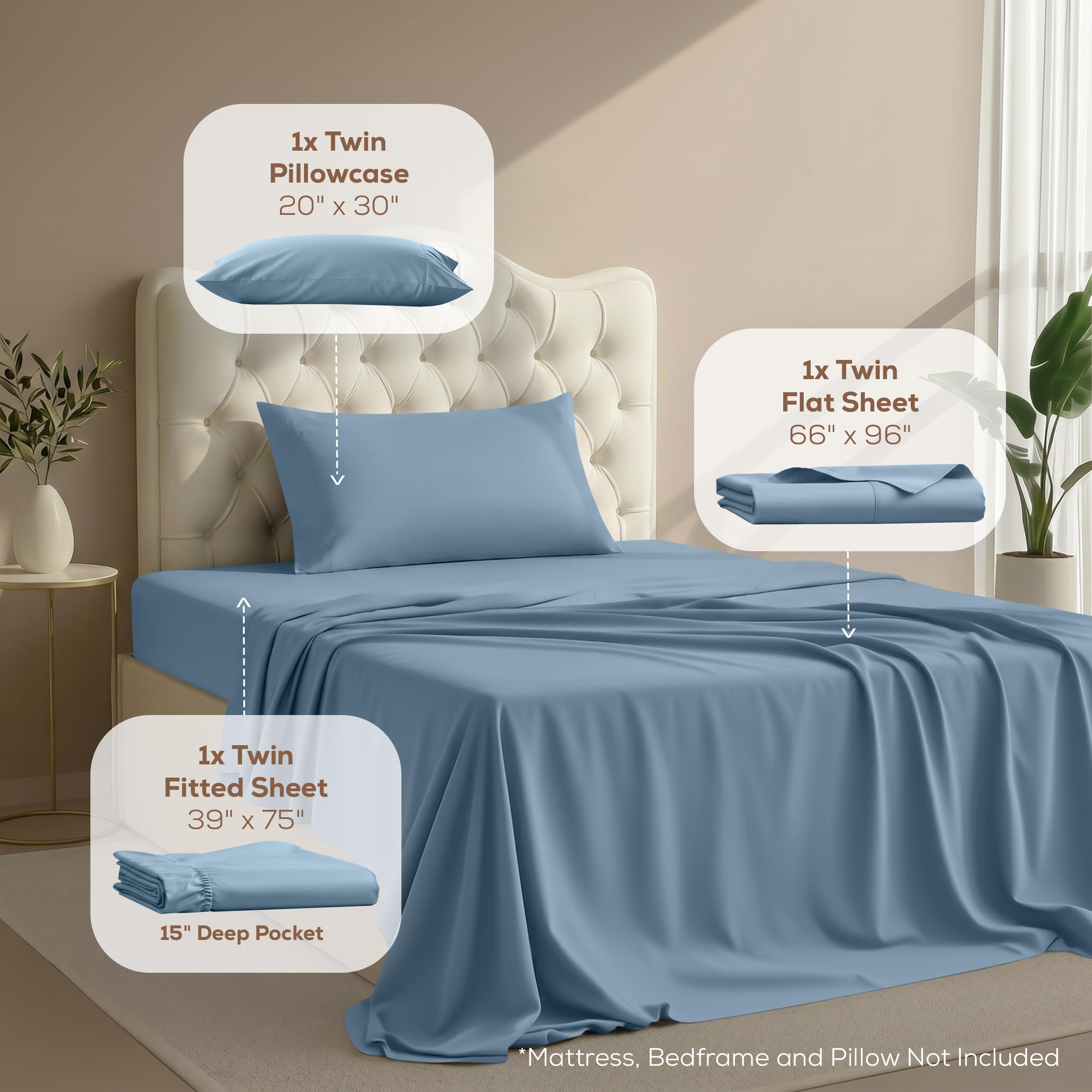 Utopia Bedding fitted sheet 39x75 with a 15-inch pocket for secure twin mattress fit
