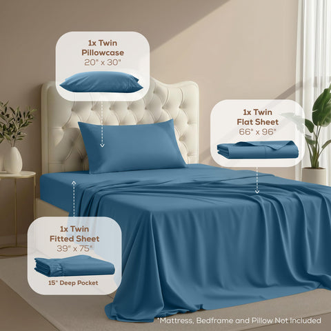 Utopia Bedding twin fitted sheet dusk blue with 15-inch pocket for a secure fit.