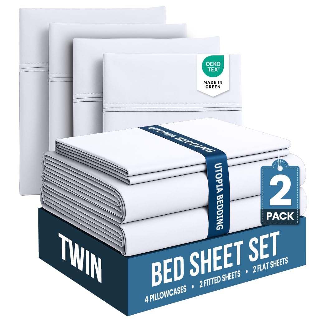 Utopia Bedding twin flat sheet 66x96 with soft, breathable finish