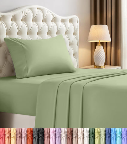 Utopia Bedding twin sheet set flat sheet shows soft microfiber and cooling touch.